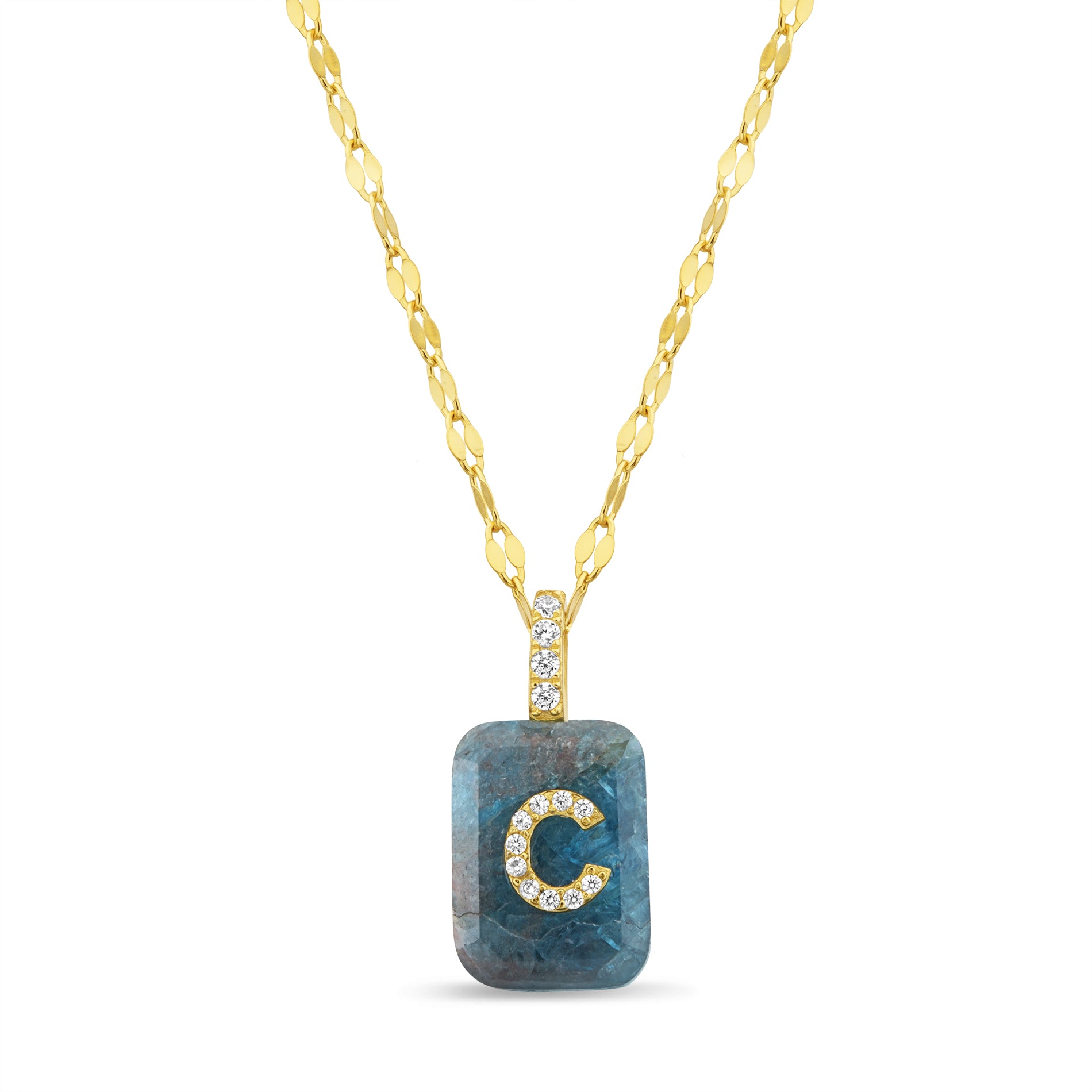 Gold and Apatite Initial Pendant
